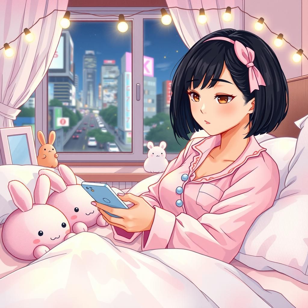 Thailandese Woman in Bed, Shojo Manga Style