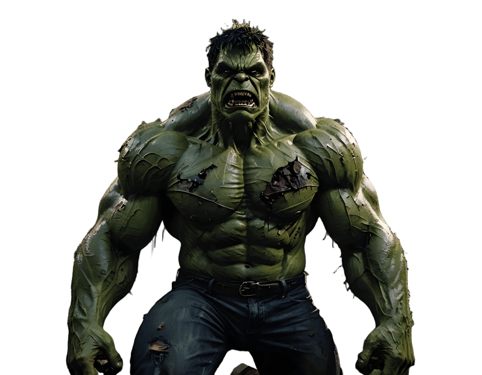 Ultra Realistic Zombie Hulk in a Dark, Ruined Cityscape