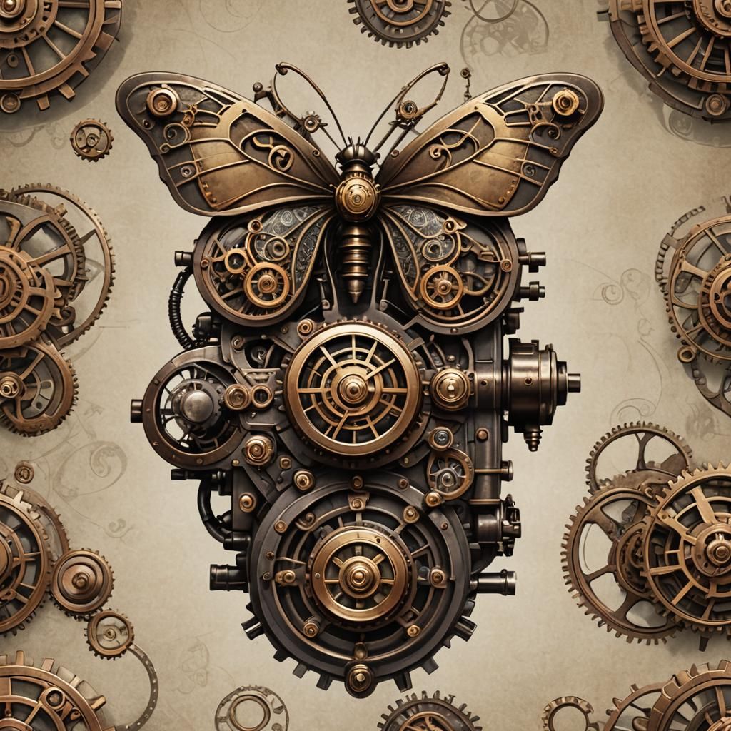 Steampunk Butterfly with Mechanical Details