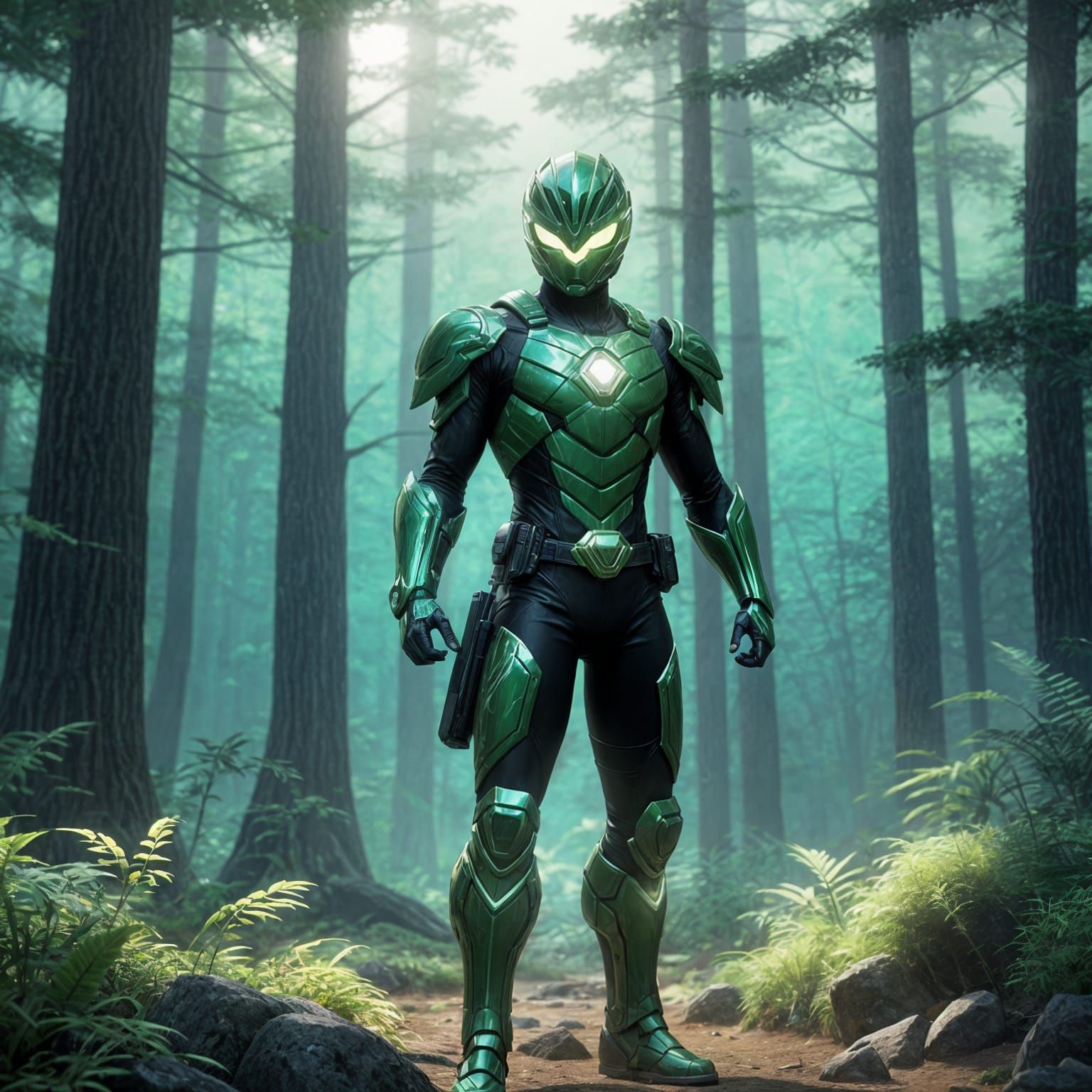 Vibrant Anime Hero in Mystical Forest