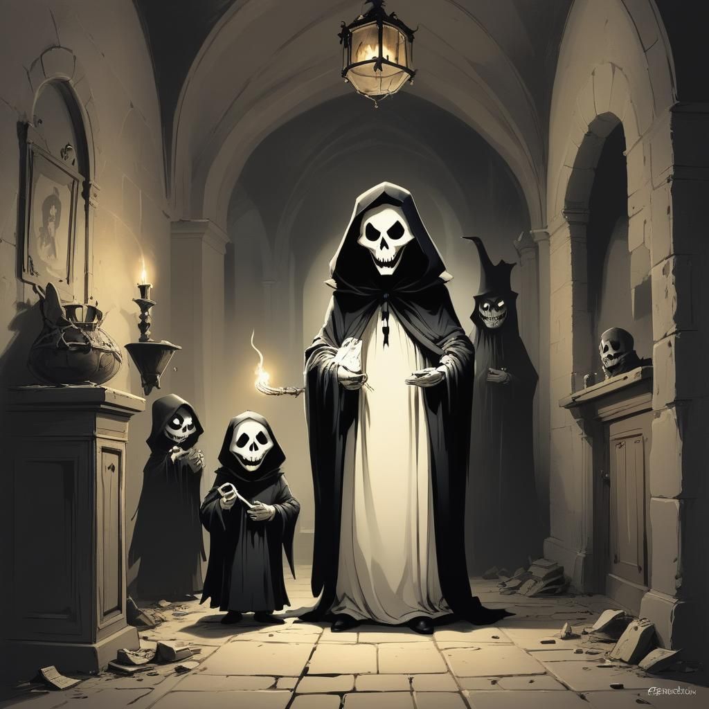 Cartoon Ghost in Castle, Sinister Style