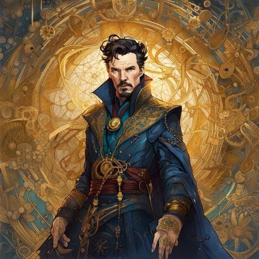 Steampunk Doctor Strange in Detailed Mechanical Suit