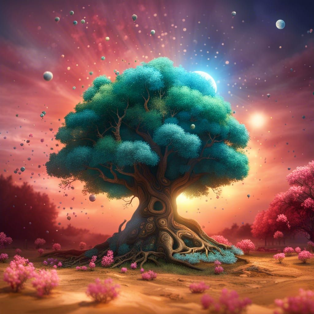Cosmic Tree of Life in Detailed Digital Art