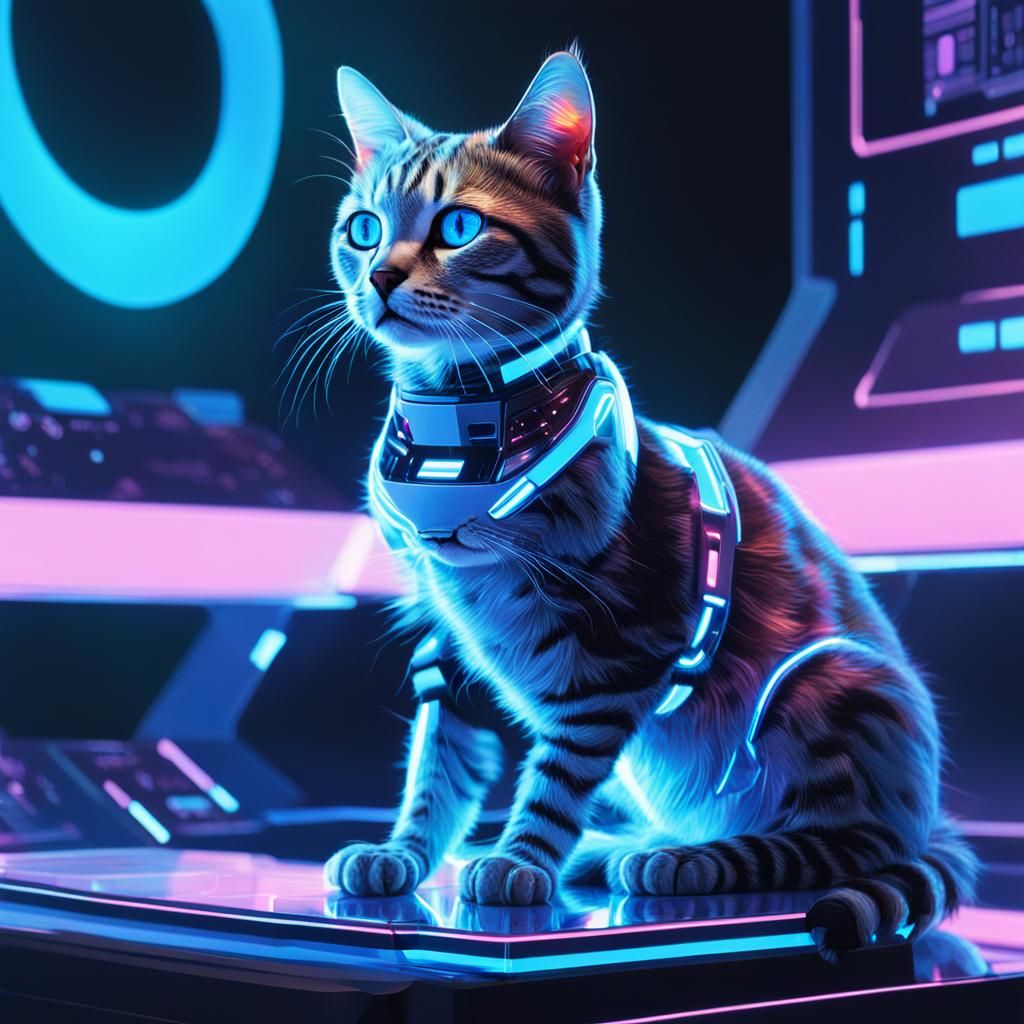 Whimsical Futuristic Robot Cat with Emotional Intelligence