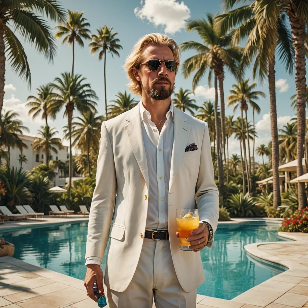 Luxurious Paradise in Golden Hour with Vibrant Concept Art