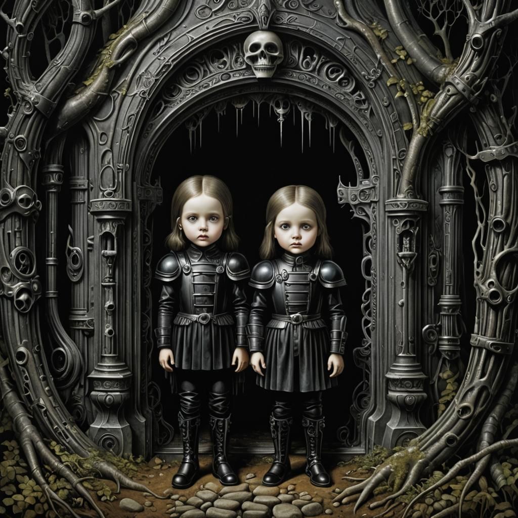 Hansel and Gretel in Giger's Biomechanical Style