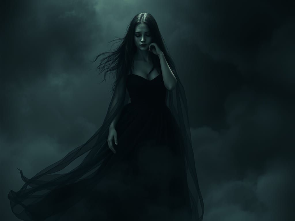 Mysterious Woman in Shadows: Digital Art