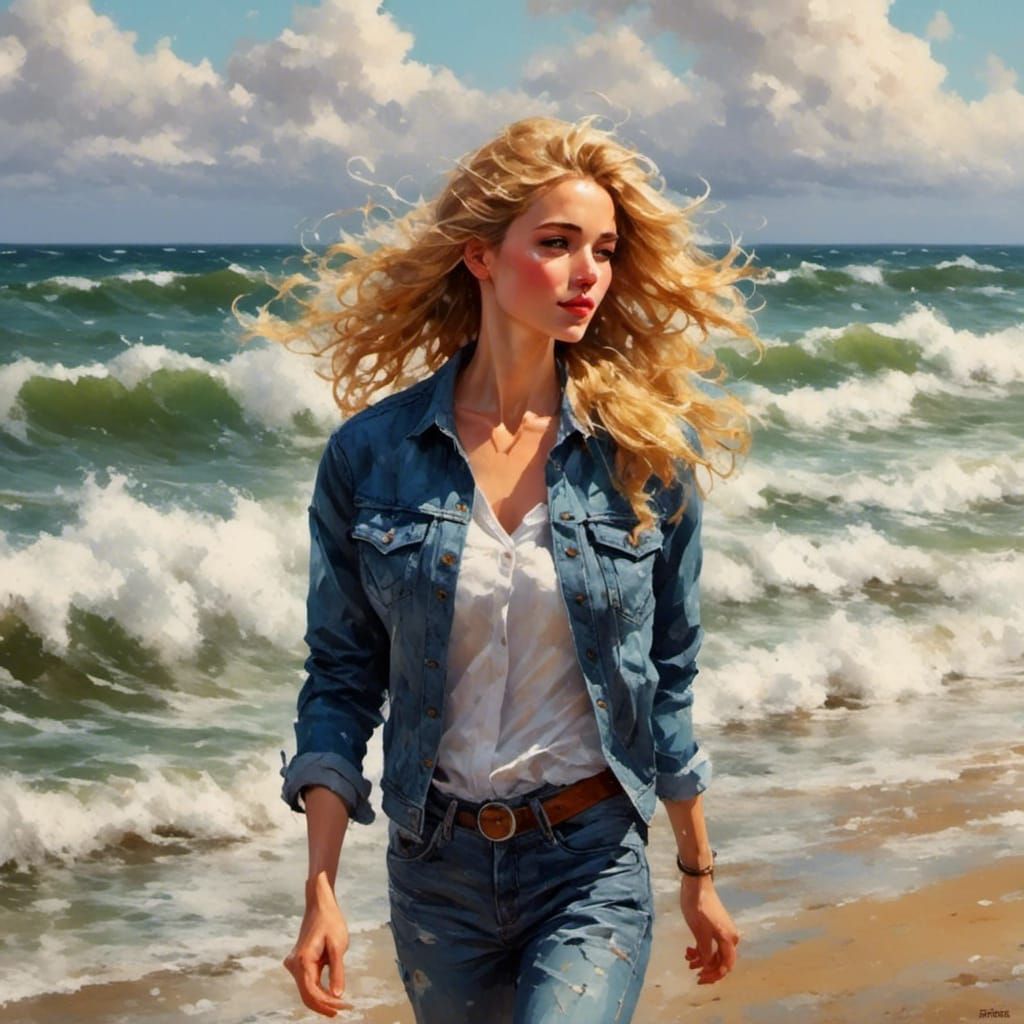 walking on the beach