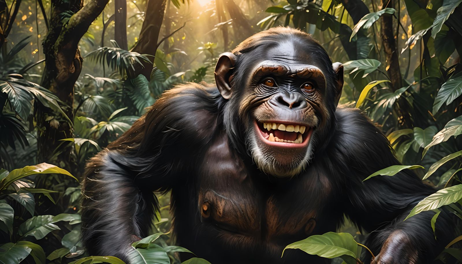 Chimpanzee Portrait with a Big Smile