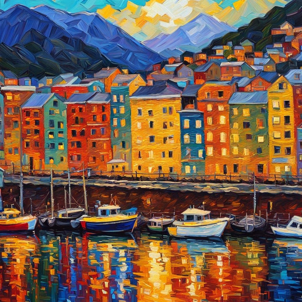 Wellington, New Zealand, in Expressionist Impasto Style