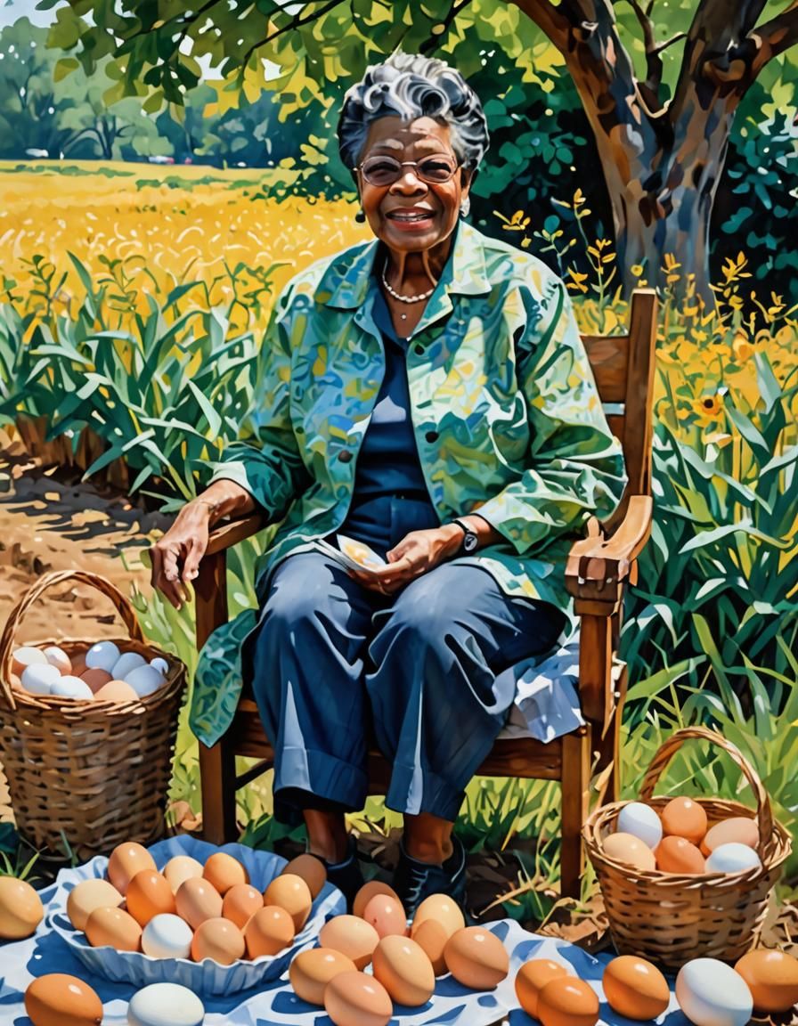 Maya Angelou Sells Eggs: Gouache Impressionist Painting
