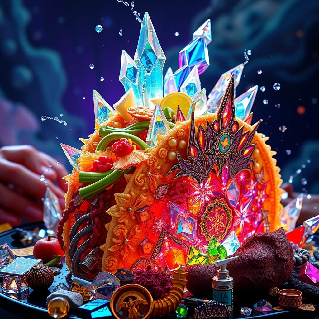 Crystal Taco in Art Nouveau Dark Fantasy Style