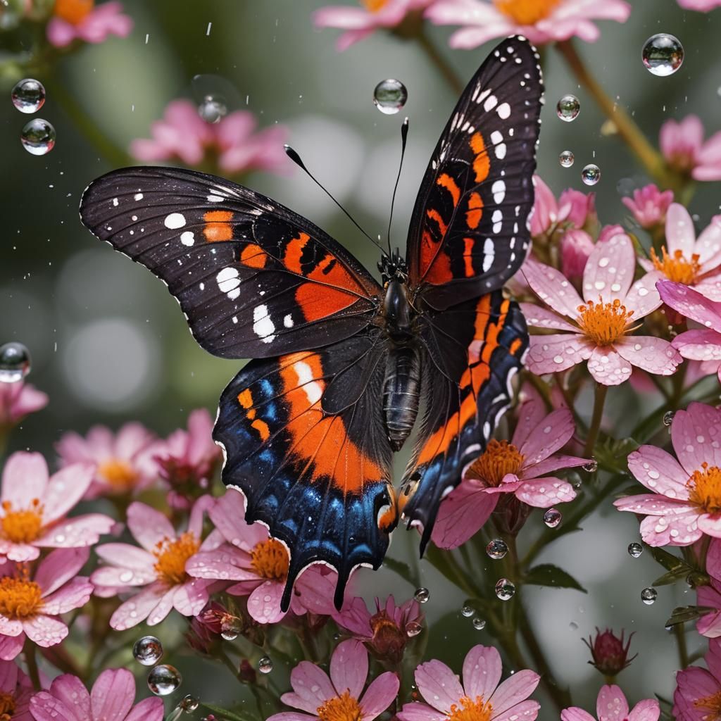 Butterfly on Pink Flower: Surreal Nature Photography