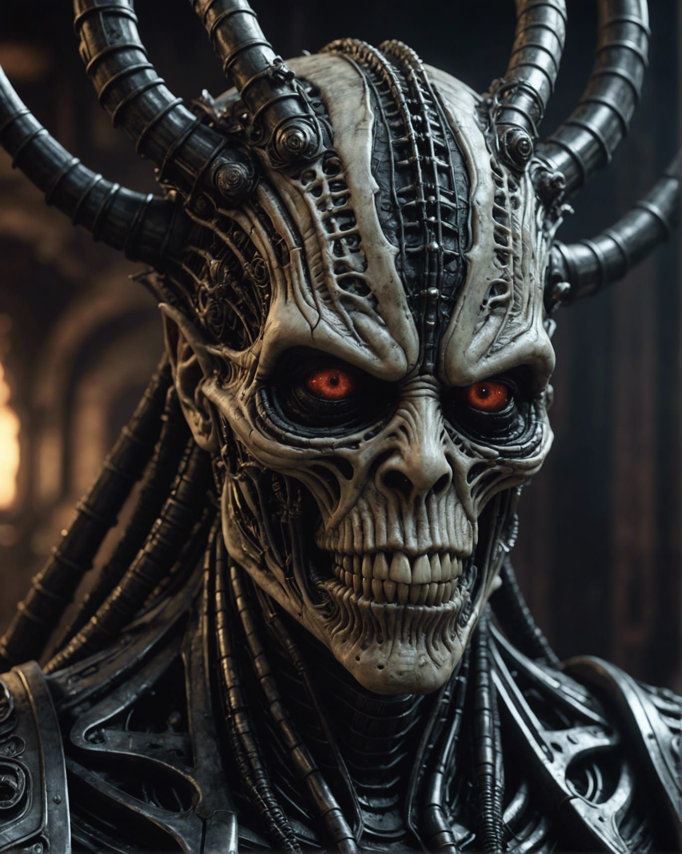 Creepy Demonic Portrait in Giger Style