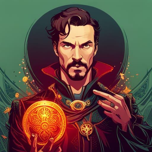 Steampunk Doctor Strange with Luminous Colors