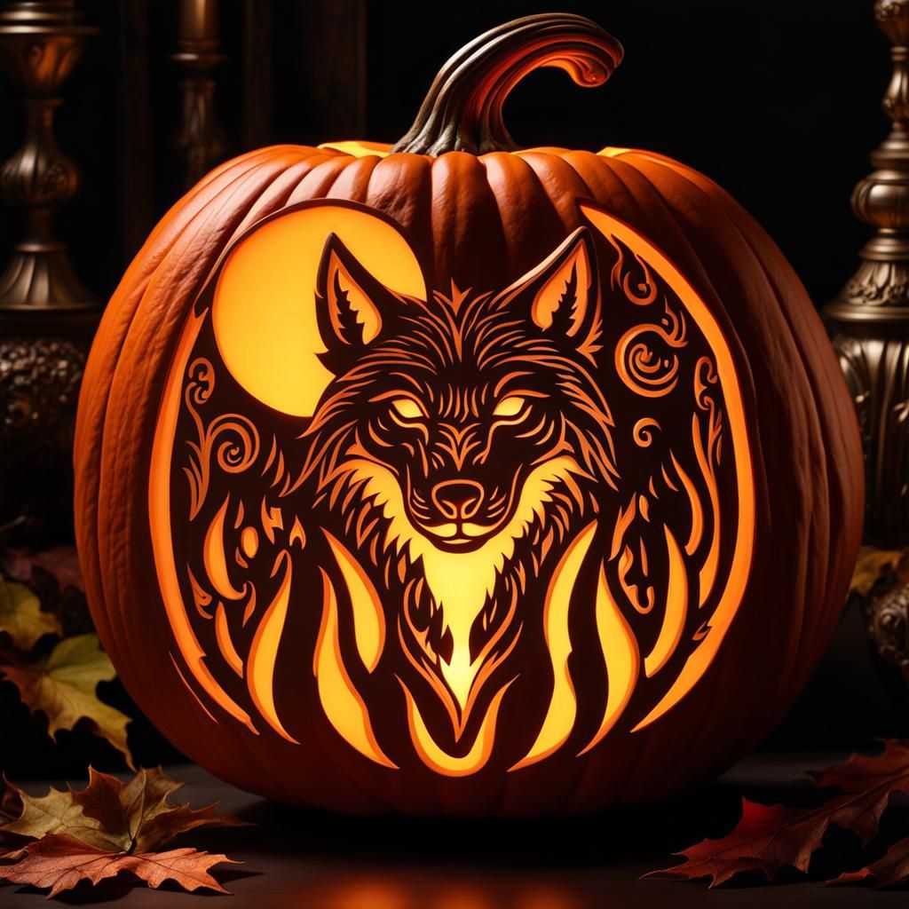 Wolf Pumpkin Carvings