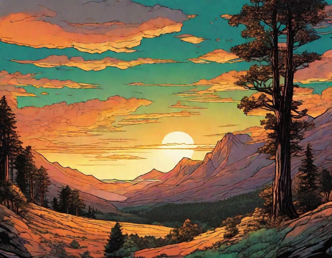 Majestic Landscape in Digital Comic Book Style