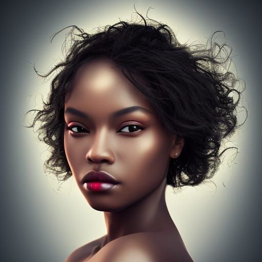 Hyperdetailed Portrait of a Bald Woman with Necklace