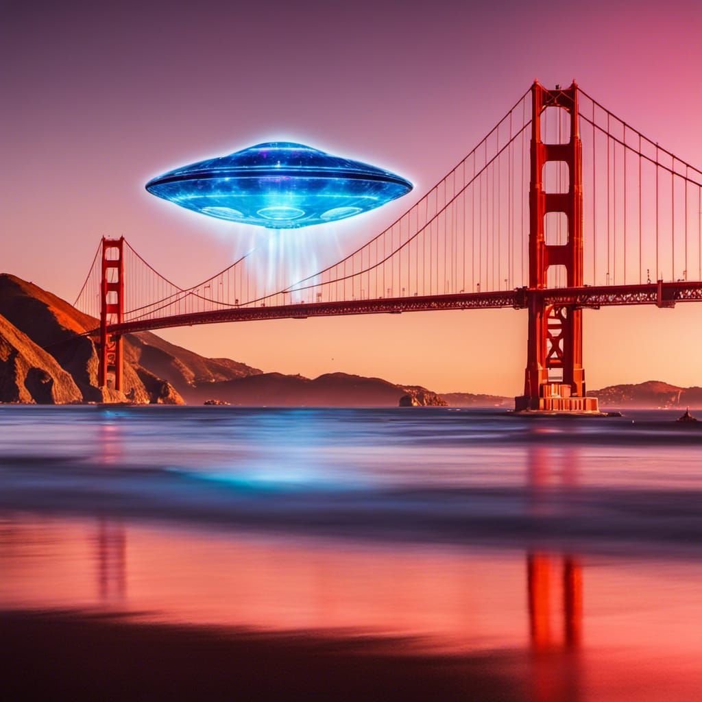 Holographic Alien Ship Lands on Golden Gate Bridge
