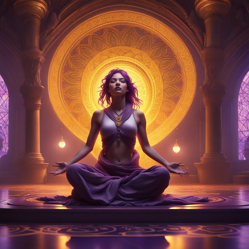 Woman in Meditative Ecstasy: Dark Fantasy Concept Art