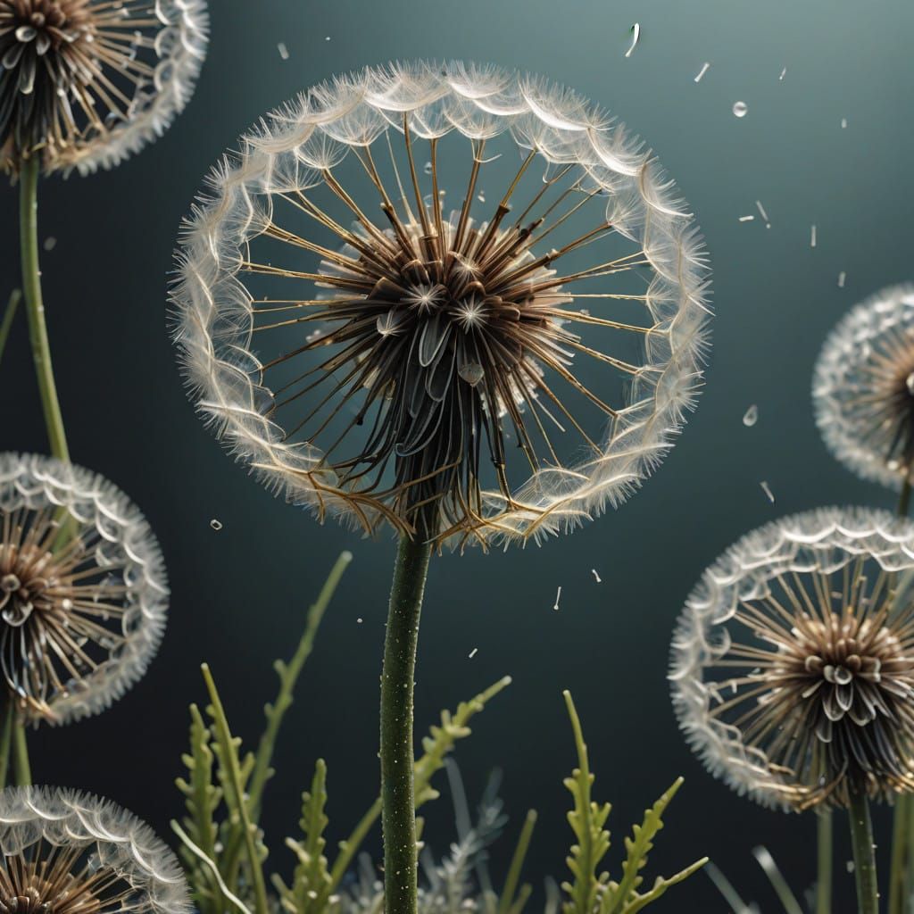 Ethereal Dandelion Sculpture in Futuristic Style