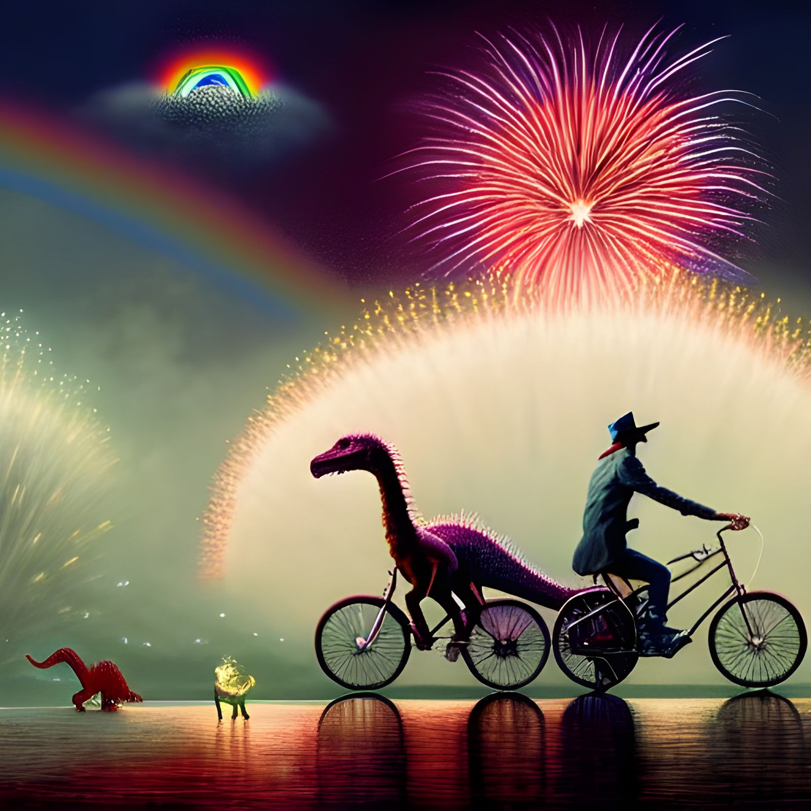 Dinosaurs, Rainbows, Fireworks: Surreal Digital Illustration