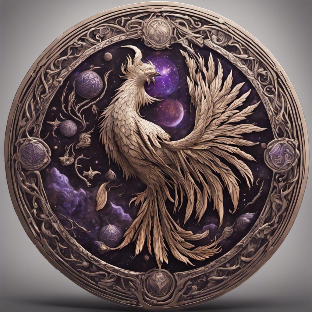Cosmic Phoenix Coin Symbol with Runes