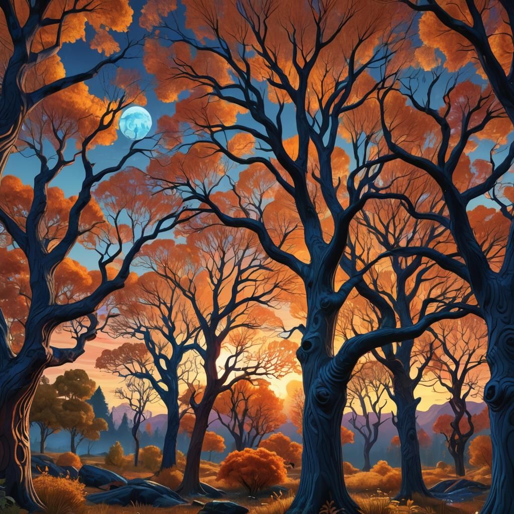 Vibrant Cosmic Landscape in Pop Art Style