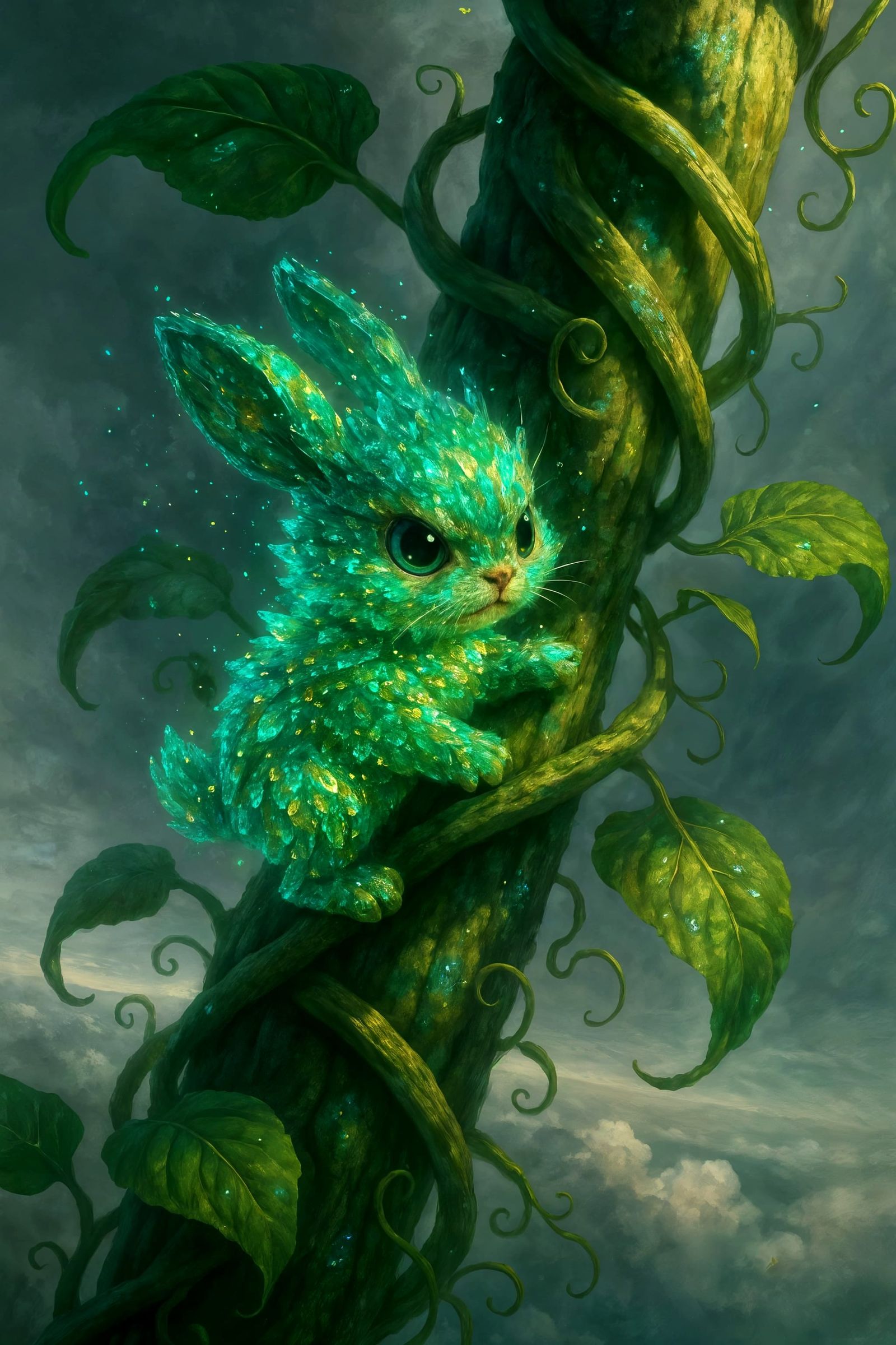 Crystalline Bunny's Courageous Climb to the Sky