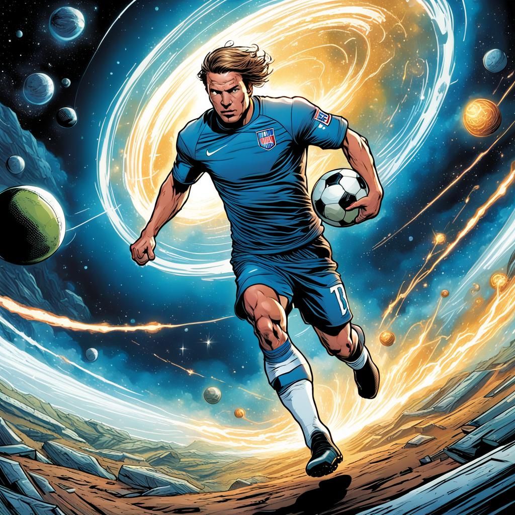 Football Player in Space Time: Comic Book Art