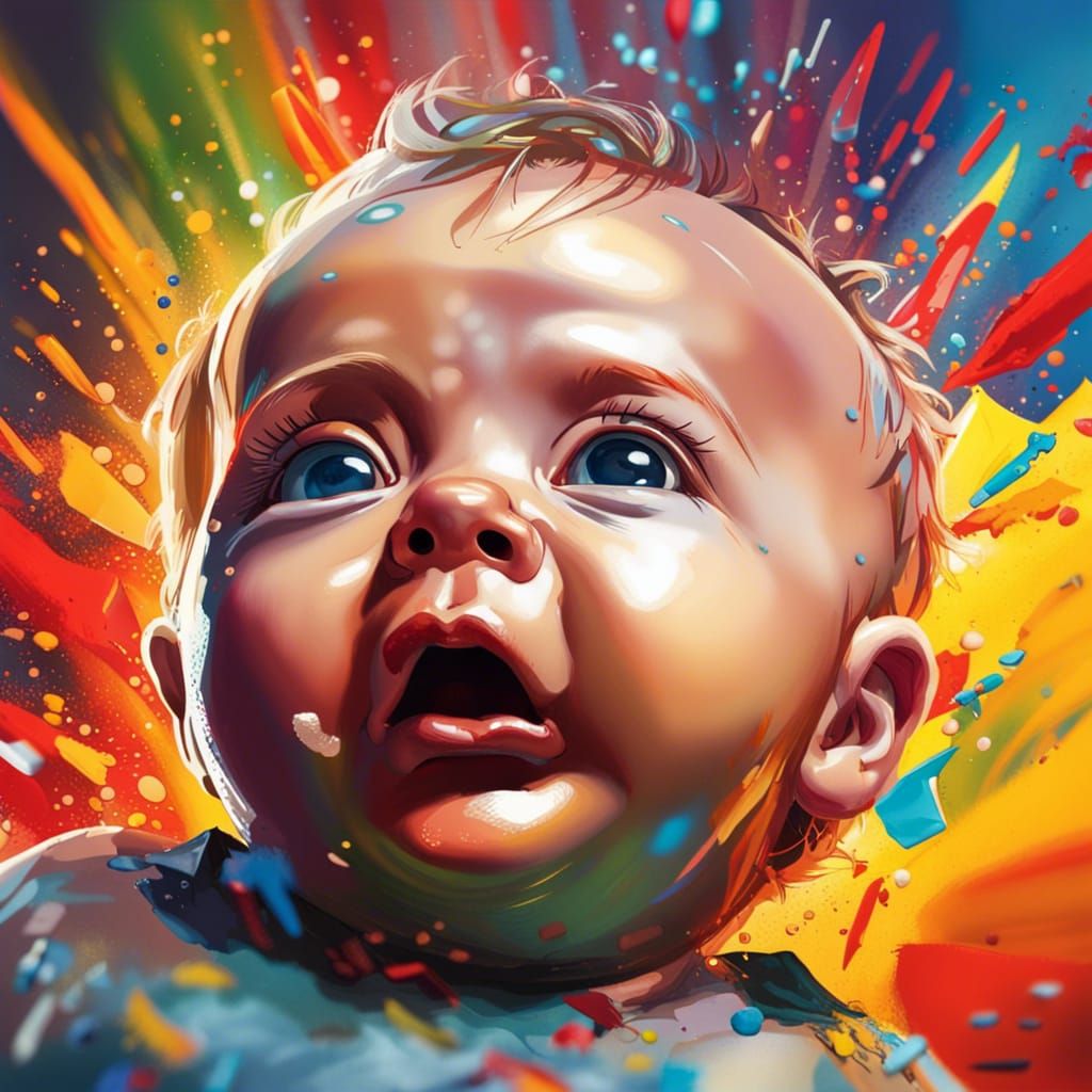 Hyperrealistic Super Baby Splash Art Concept