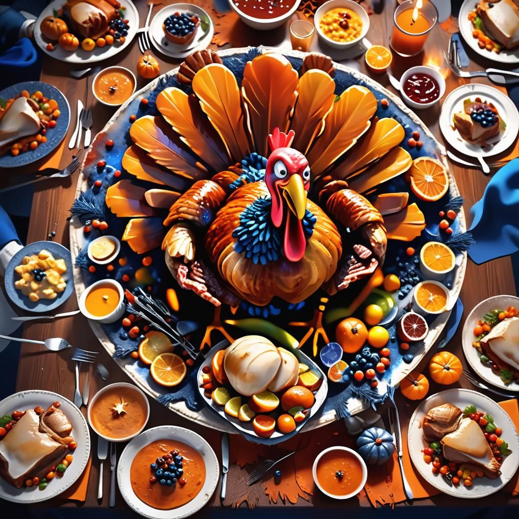 Angry Cooked Turkey Runs Amok: Matte Painting