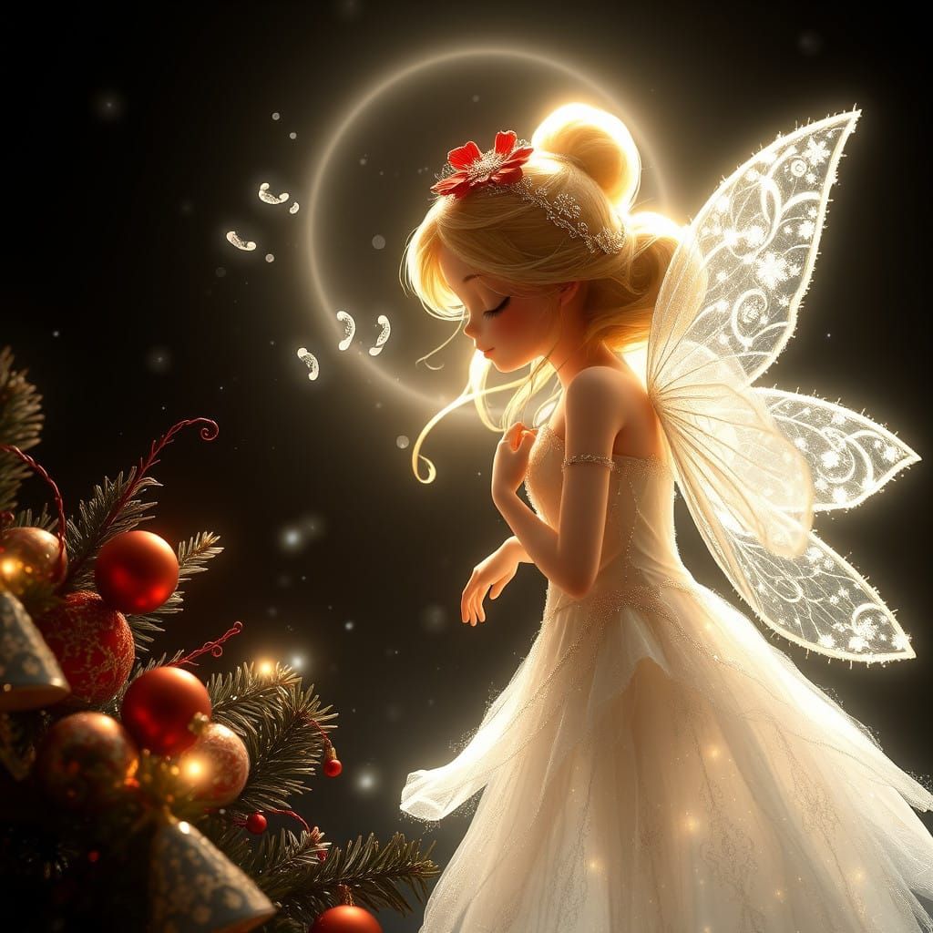 Ethereal Christmas Fairy in a Halo of Light