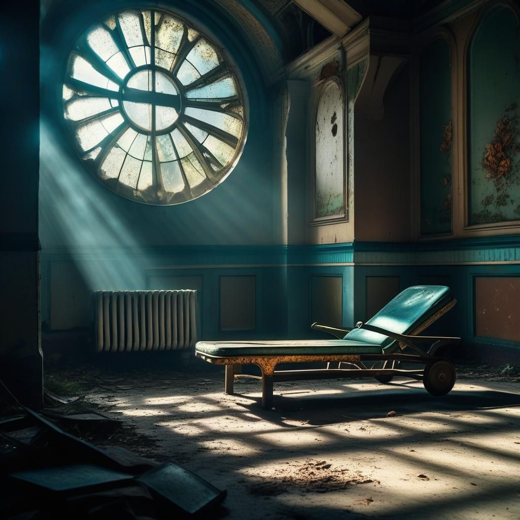 Dilapidated Sanatorium Sun Lounger: Digital Matte Painting