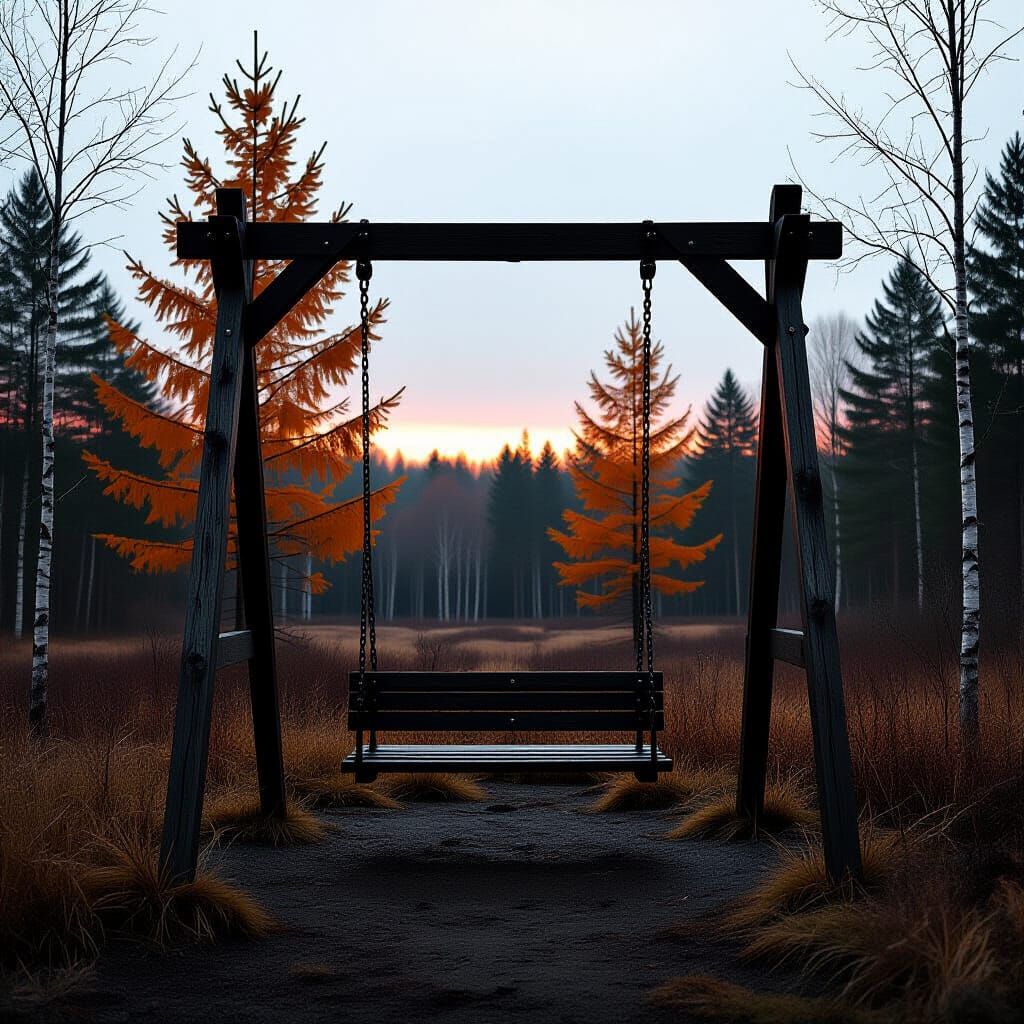 Gloomy Automaton Forest Swing Set in Muted Tones