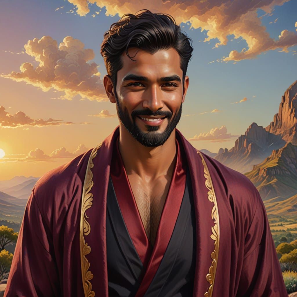 Desert Mountain Man in Expressionist Impasto Style