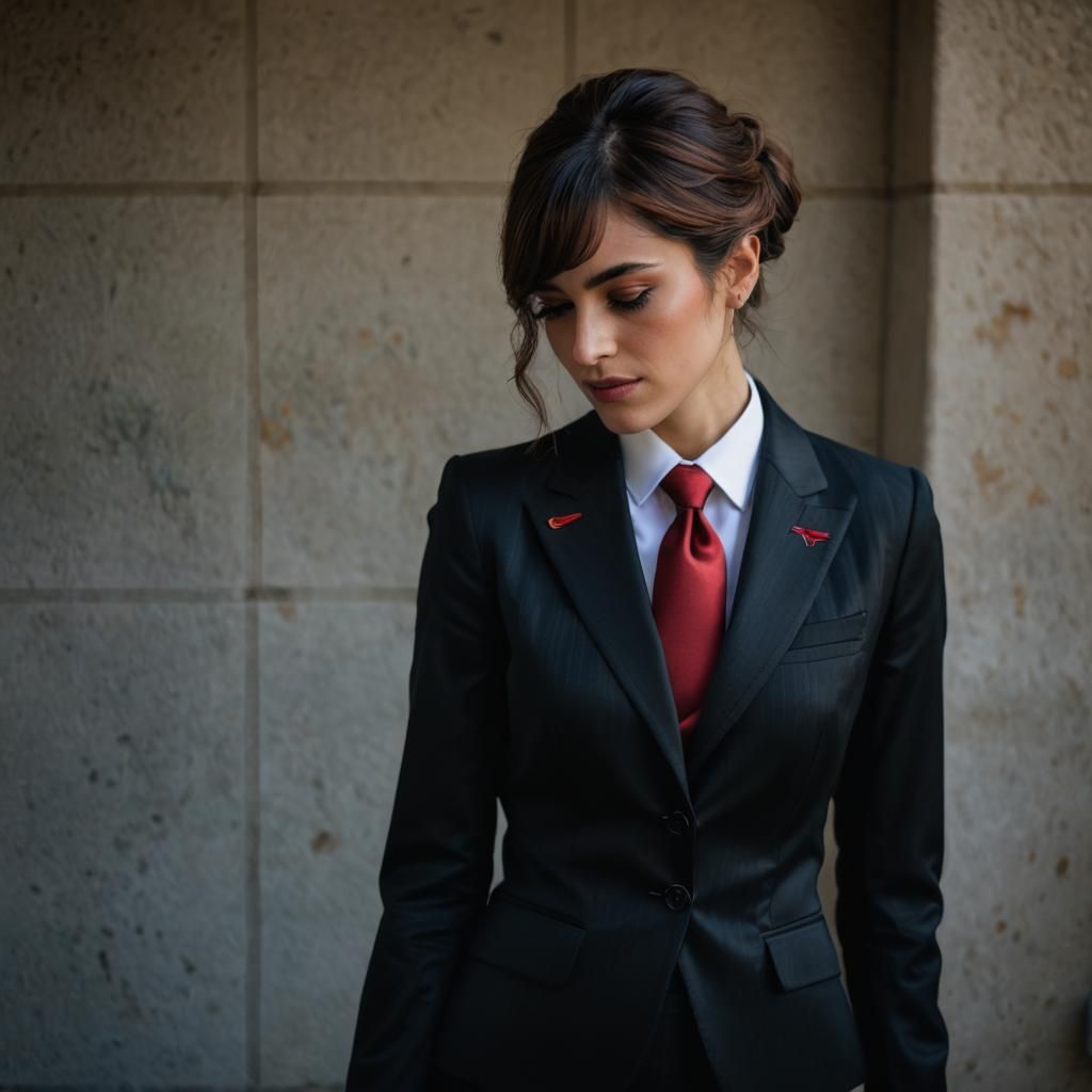 Elegant Woman in Black Suit, Professional Portrait