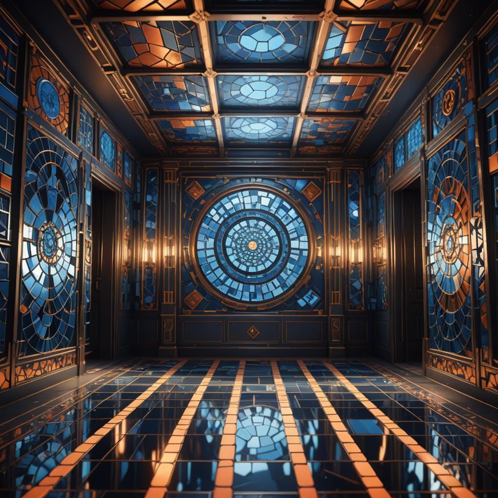 Cubist Mirror Room with Dynamic Lighting