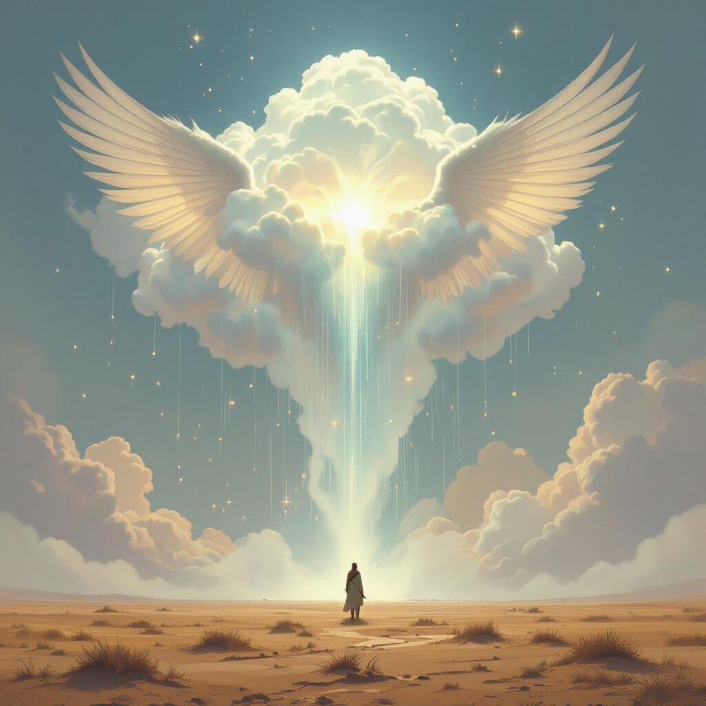 Majestic Cloud Entity Waters Parched Earth