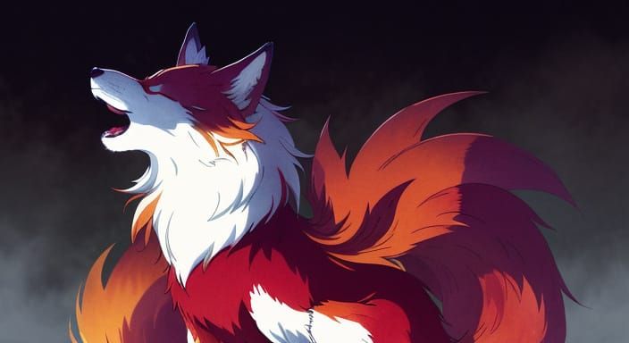 Anime Kitsune in Autumn Forest: Ghibli Style