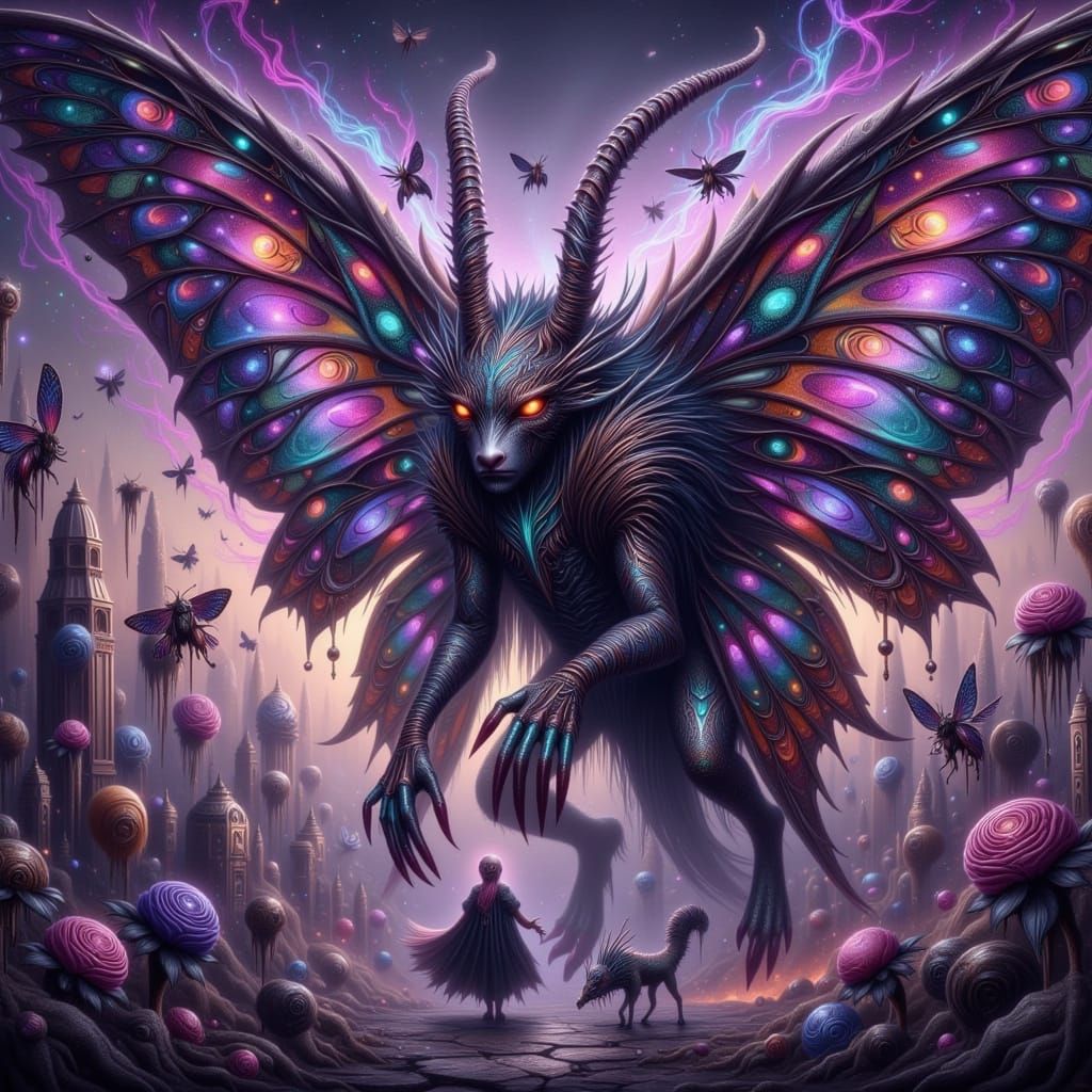 Twisted Butterfly Monster in Dark, Mystical Arcadia