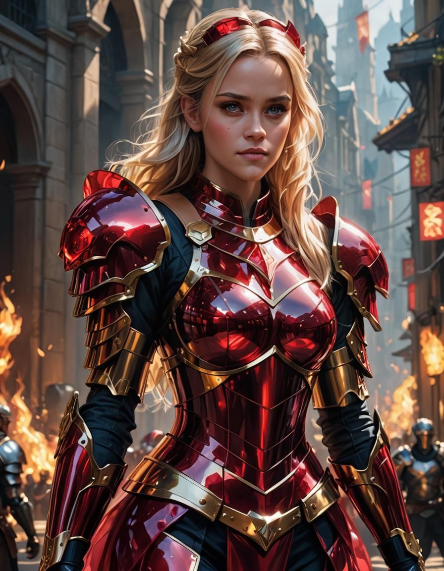 Imperatrix in Ruby Armor Stares Arrogantly