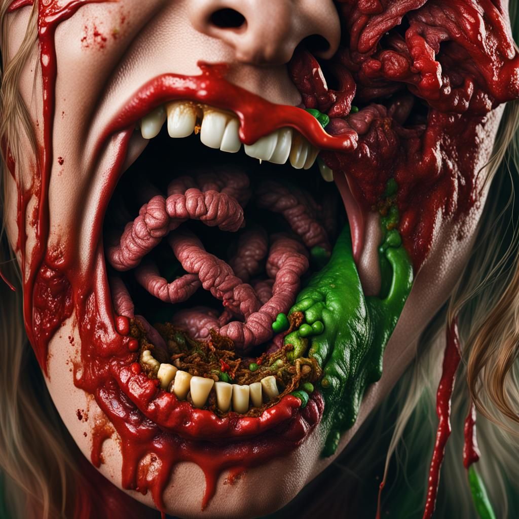 Horrific Torn Mouth Scene in Extreme Detail