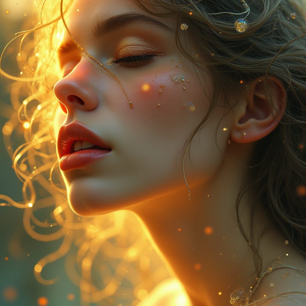 Ethereal Beauty of a Woman in Soft Golden Light