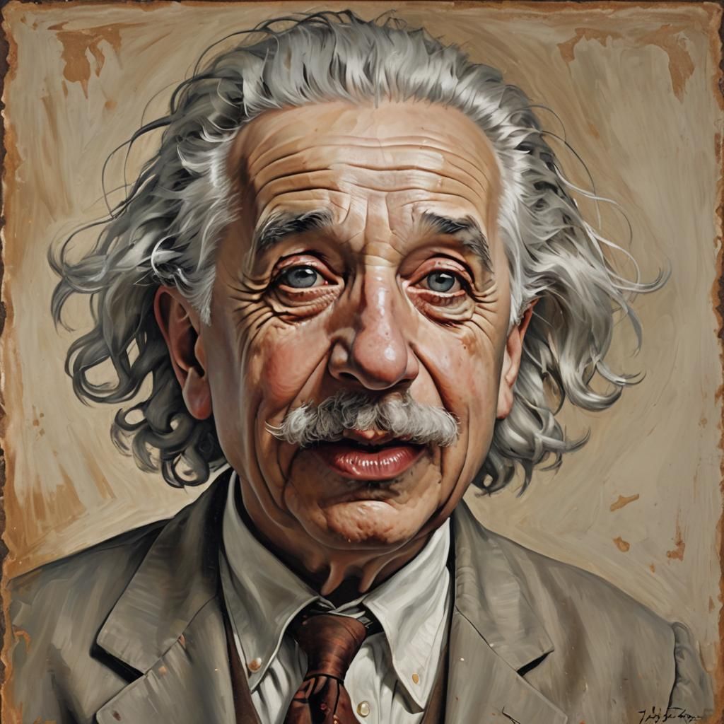 Einstein Portrait in Oil, Classic American Style