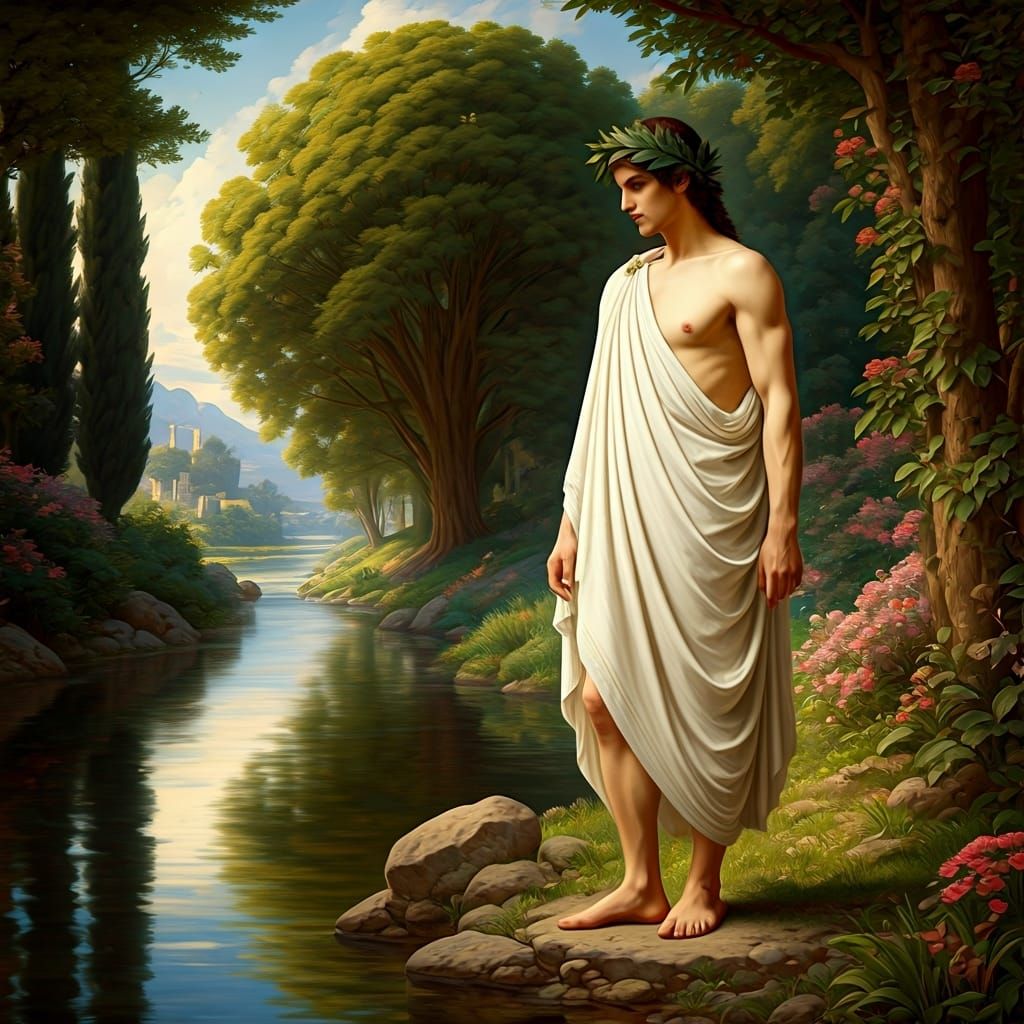 Narcissus and Reflection in Greek Landscape