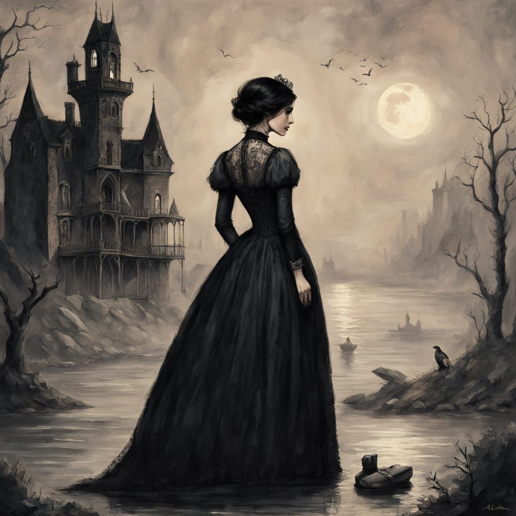 Gothic Beauty in Dark, Muted Elegance