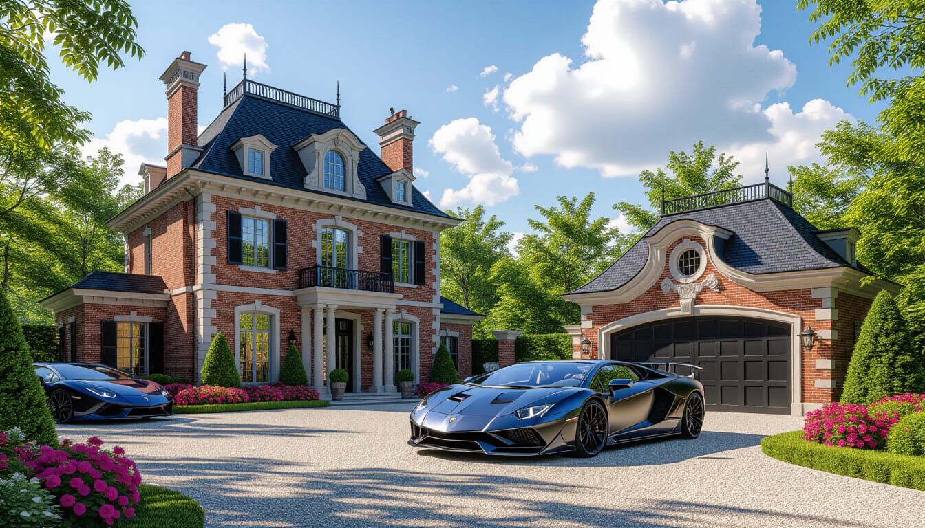 Victorian Chateau with Lamborghini in Monet Style