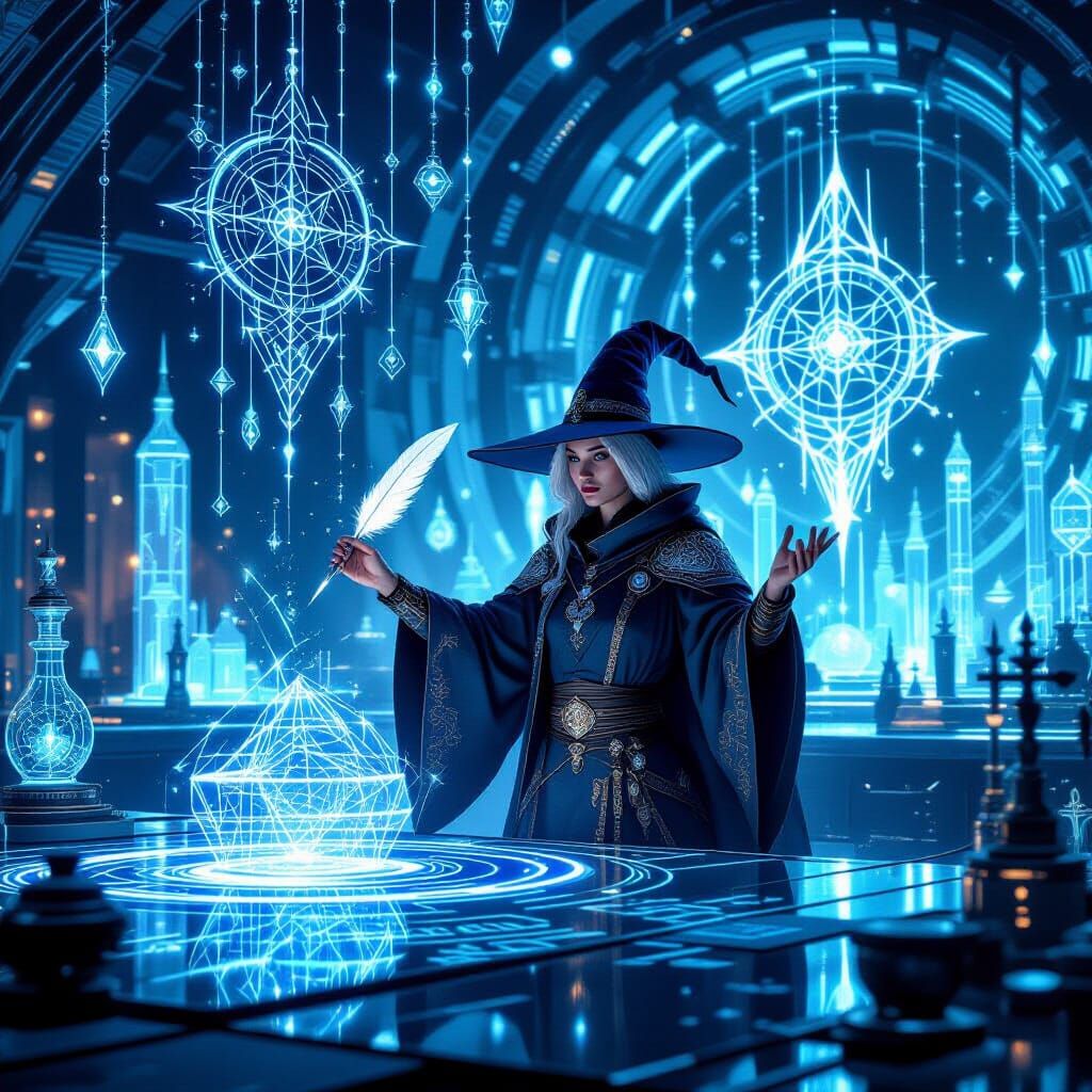 Mage Architect Designs Light Structures with Energy Quill