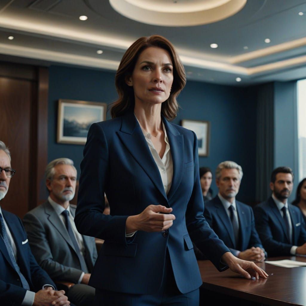 Elegant Businesswoman Steals the Show in a Boardroom